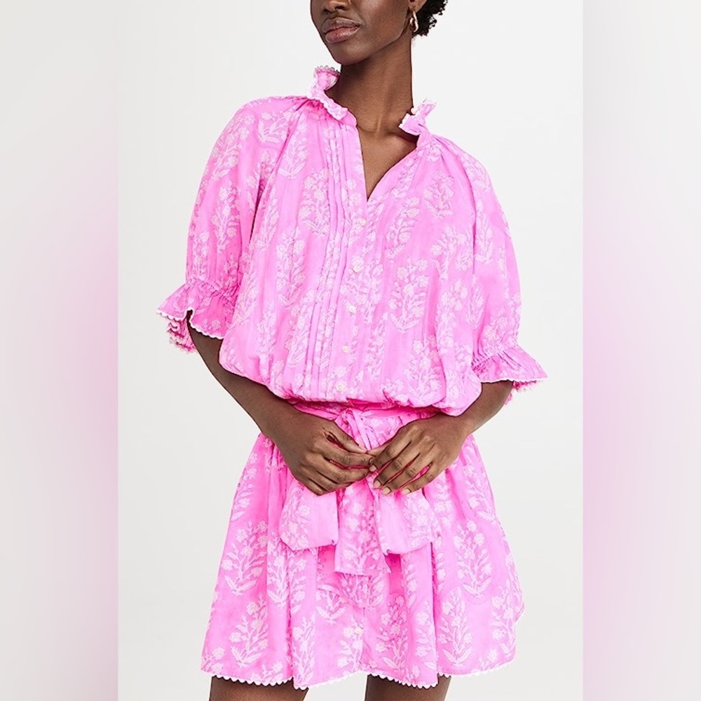 Juliet Dunn Orchid Small Flower Block Print Dress size 2 (6/8)